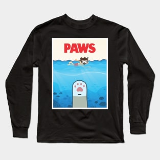 PAWS -JAWS Poster Parody Long Sleeve T-Shirt